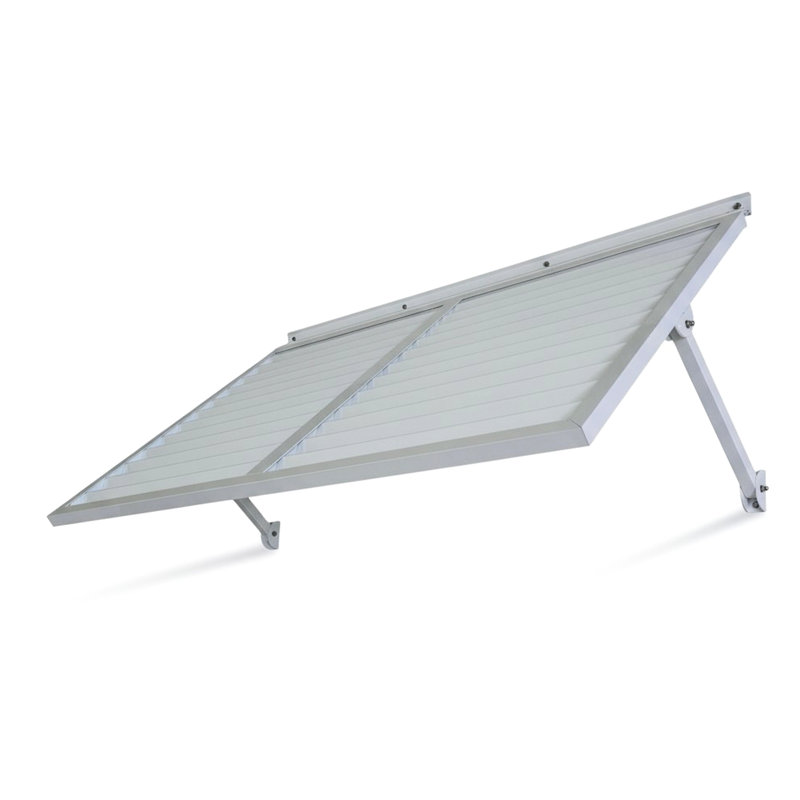 Auvent blanc en métal blanc 4,6, utilisation extérieure en aluminium léger, finition thermolaquée solide contemporaine, charnière continue clignotante intégrée, installation pour une installation efficace, acier inoxydable
