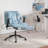 Criss Cross Legged Home Office Chair With Flip-Up Butterfly Back, Wide Seat Desk Chair With Flip-Up and Adjustable Arms, Wheels and Airbag Lumbar Support, Modern  Chair For Home Office (BLUE)-538298490