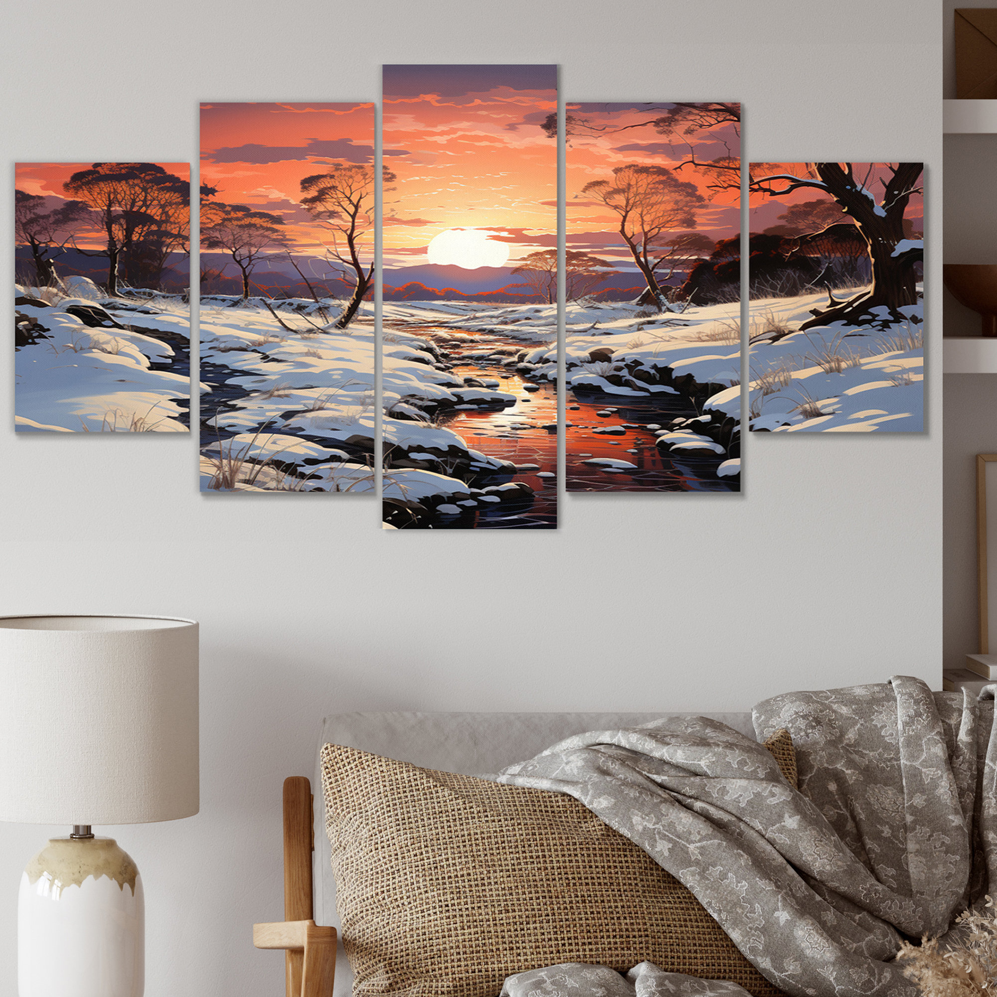 Millwood Pines Winter Winter Dusk - Landscapes Metal Wall Art Set | Wayfair