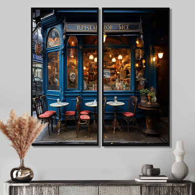 Ensemble de 2 art mural français Parisian Cafe Blues - France