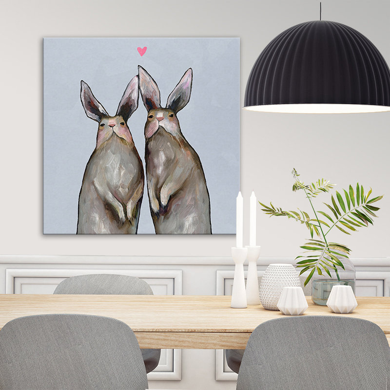 «Rabbit Love», reproduction sur toile tendue, H 16 po x l 16 po, Bleu