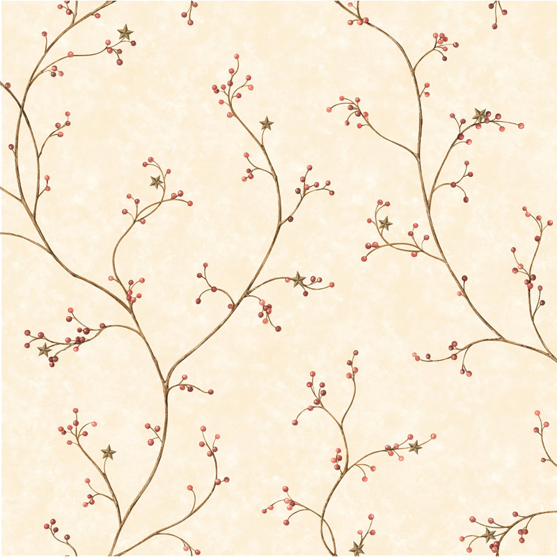 Rouleau de papier peint L 33 pi x l 20,5 po Bishop Star Vine, Rouge foncé, Paper