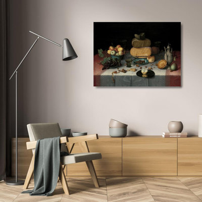 "Still Life with Cheese" by  Floris Claesz. Van Dijck - Gallery Wrap Canvas Wall Art