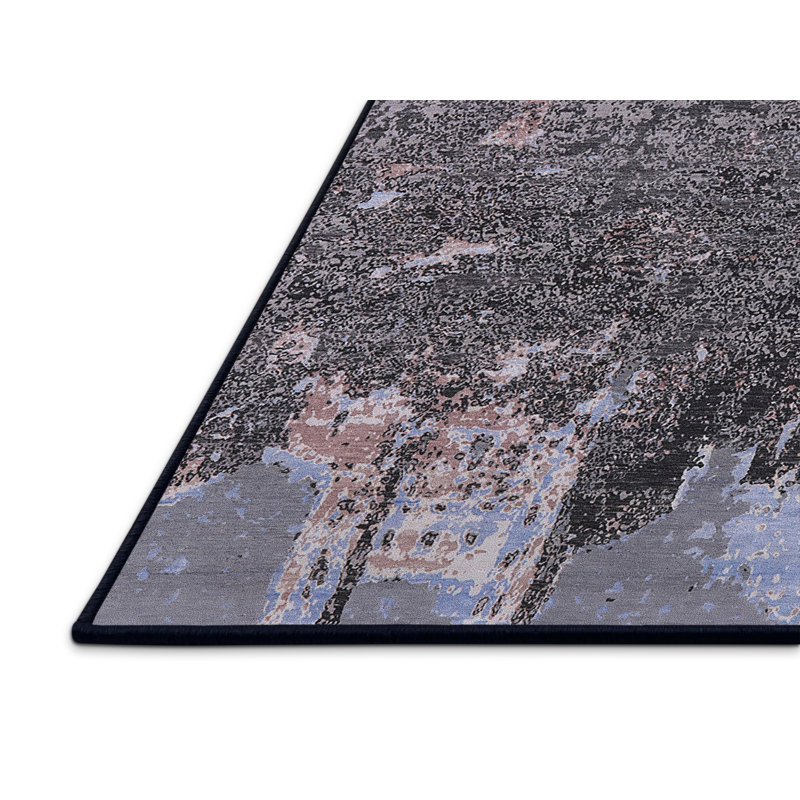 Tapis abstrait gris / bleu, Rectangle 7 pi x 10 pi