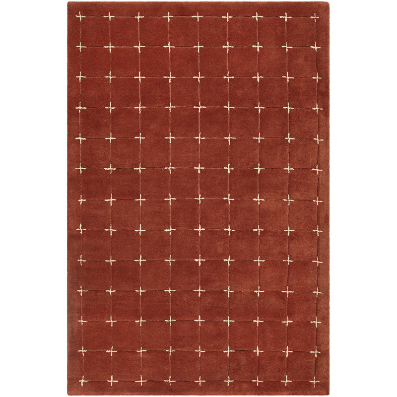Moroccan Wool Hand Tufted Area Rug, Rust/Light Beige, Rectangle 183 x 274 cm