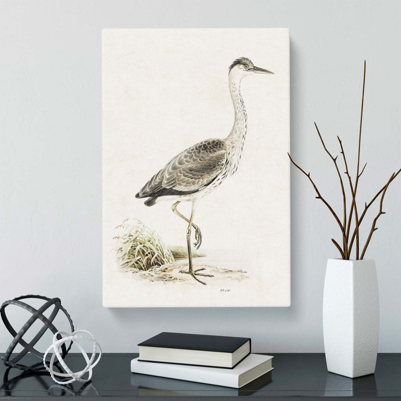 Grey Heron by Von Wright - Wrapped Canvas Painting, 76cm H x 50cm W x 3cm D
