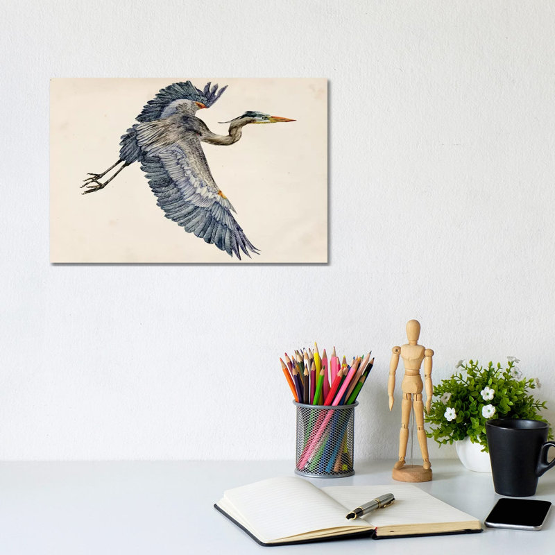 Blue Heron Rendering IV by Melissa Wang - Wrapped Canvas Gallery-Wrapped Canvas Giclée, 20.32 cm H x 30.48 cm W