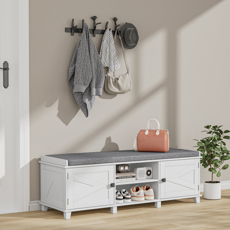 Banc de rangement pour 10 paires de chaussures avec coussin moelleux