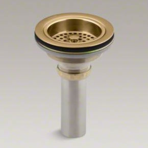 Duostrainer Drain d'évier et crépine avec cordier, Or brossé éclatant de style moderne