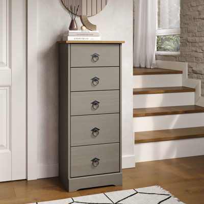 5 Drawer Narrow Chest of Drawers - Rectangular Corona Classic Design
