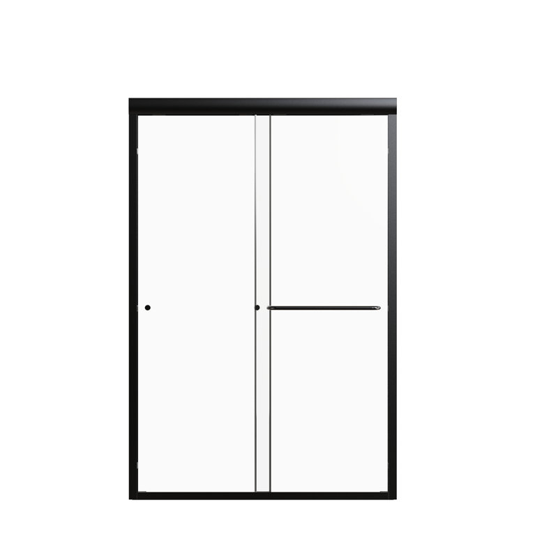 Porte coulissante double de 44 po à 48 po x H 72 po, verre trempé, noir mat, attrait pour salle de bain réglable Douche réglable de 44 à 48 po de hauteur H 72 po, disposition optimale de 1/4 po