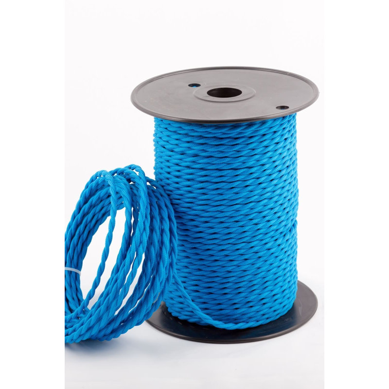 2Core Twisted Vintage Coloured 0.75Mm Braided Fabric Flexible Electrical UK Lighting Wire Cable, Blue