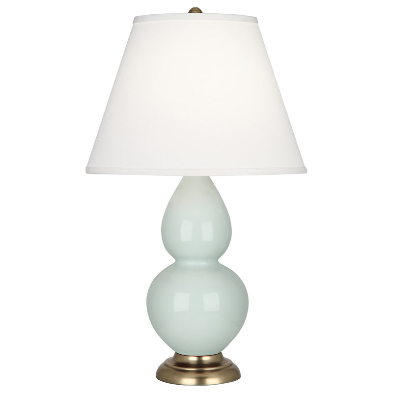 Petite lampe de table à double gourde 22,75 po, Laiton antique