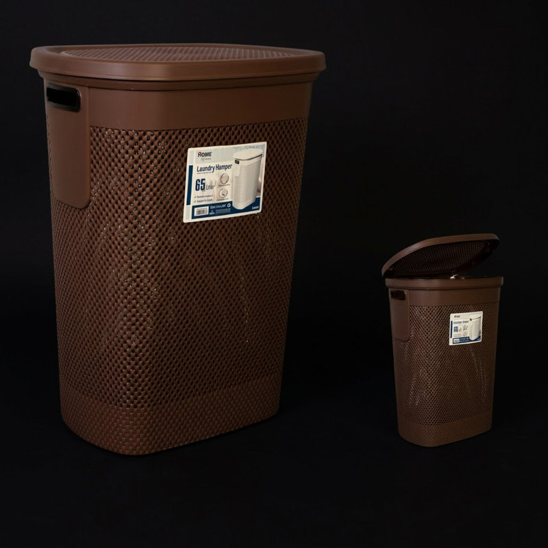 Laundry Hamper Max 65 Lt -White, Brown