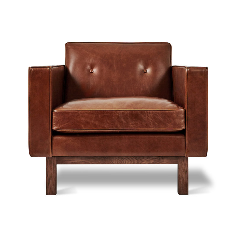 Fauteuil d'ambiance, Cuir à équipement véritable brun