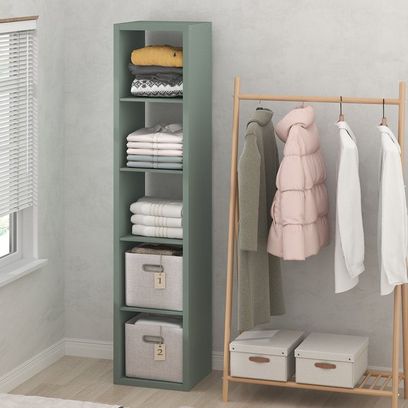Closet Organizers and Storage, 5-Cube Closet Organizer, Open Shelf Closet Storage, Extra Thick Frame for Wardrobe, Bedroom, Living Room, Sage Green