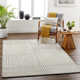 Rectangle Striped Hand Tufted Wool Area Rug in Gray