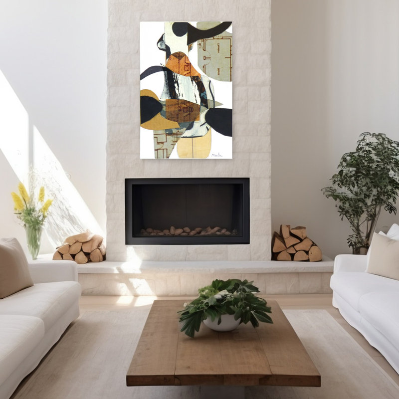 Art mural abstrait abstrait géométrique contemporain, H 48 po x l 32 po
