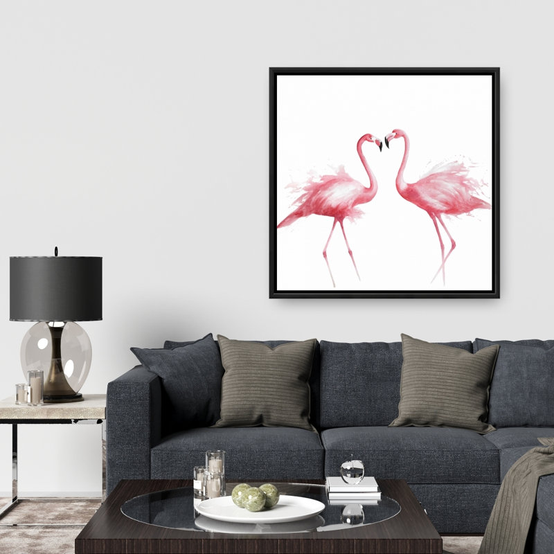 Deux flamants roses aquarelle - Toile encadrée, décoration intérieure