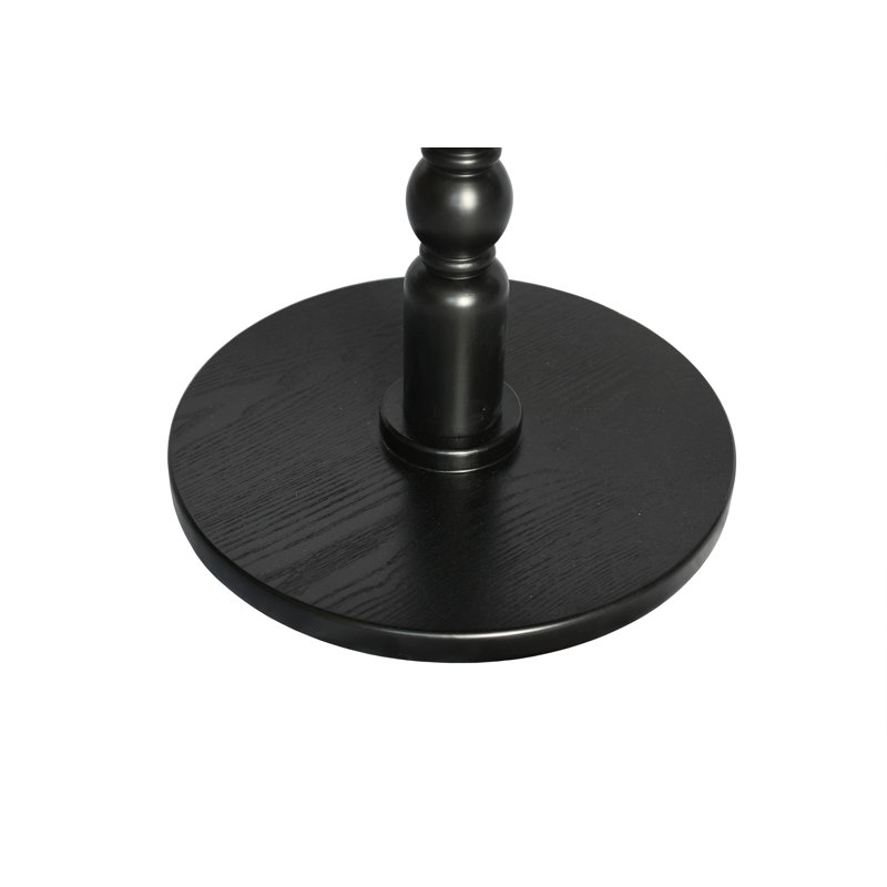 Raymond Classic Round End Table with Wooden Base, Antique Black