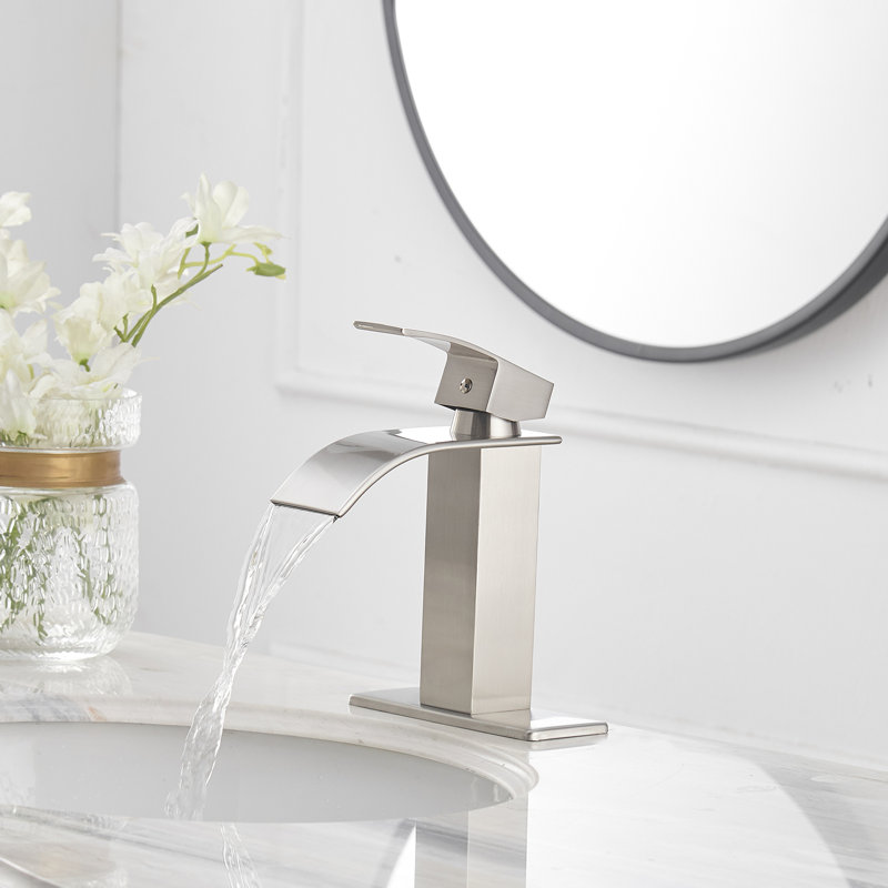 Single-Hole Single-handle Bathroom Faucet with Drain Assembly, Brushed Nickel