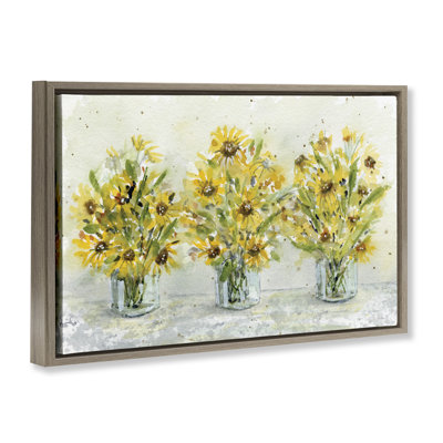 Trio de vases tournesol, cadre par Patti Bishop