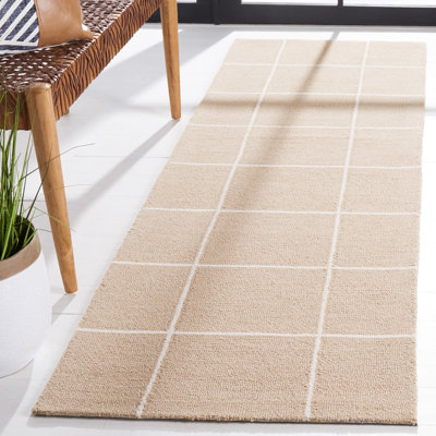Tapis géométrique beige / ivoire en laine / coton touffeté à la main Martha Stewart 300