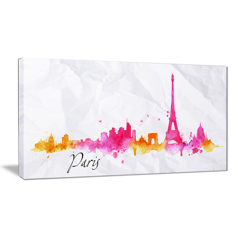 « paris rose silhouette », reproduction de peinture à l’huile sur toile, H 20 po x l 40 po x P 1po