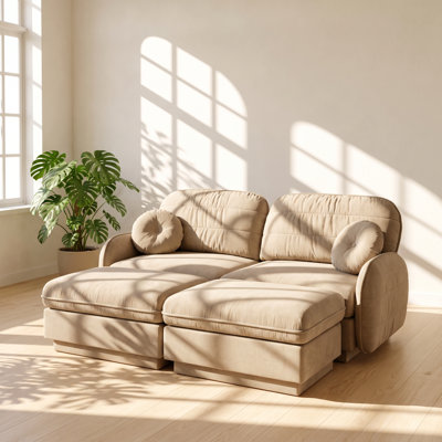 Cloud 73.2" W x 33.4" D x 37.4" H Chenille 2-Seat U-Shaped Modular Loveseat Sofa
