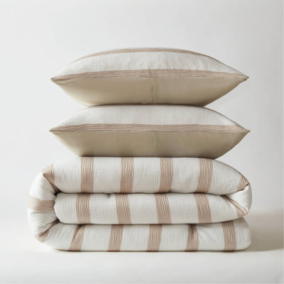 3-Piece Full/Queen Yarn-dyed striped comforter