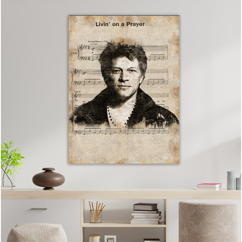 Livin' On A Prayer Jon Bon Jovi No.2 Music Artists & Lyrics Collection - Art Prints, 39.4cm H x 29.5cm W x 0.11cm D, Metal