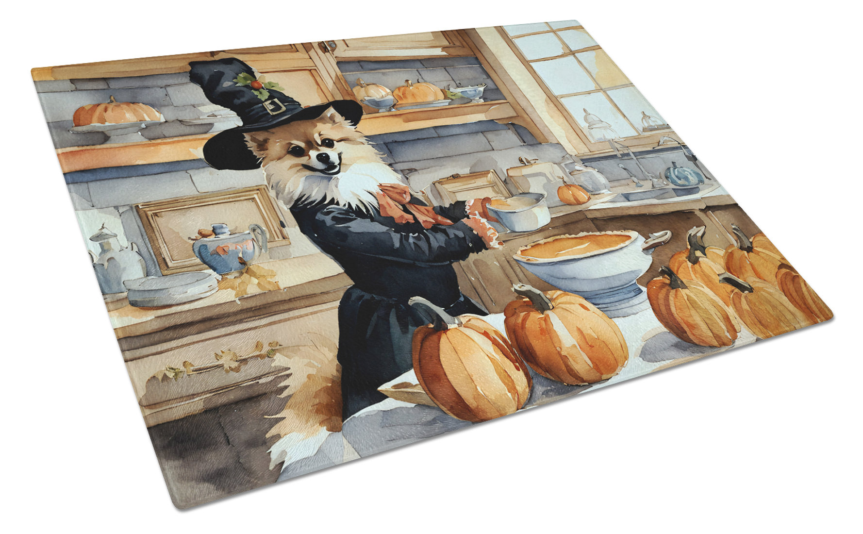 Carolines Treasures Pomeranian Fall Kitchen Pumpkins Glass Cutting Board Large Wayfair 