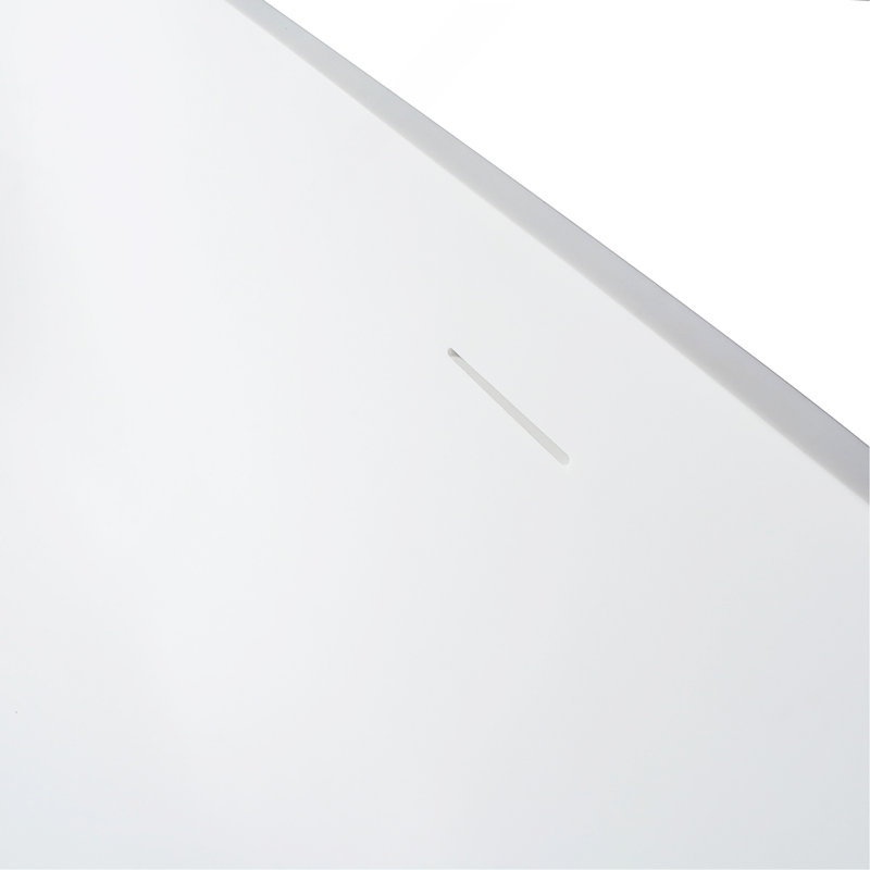 69 Inch Solid Surface Soaking Bathtub - Deep Soak Freestanding Tub, Matte White