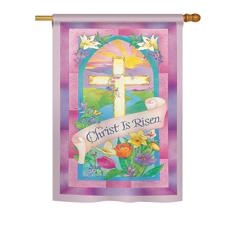 Ensemble de 2 drapeaux décoratifs en polyester Mayme Christ is Risen Spring Impressions
