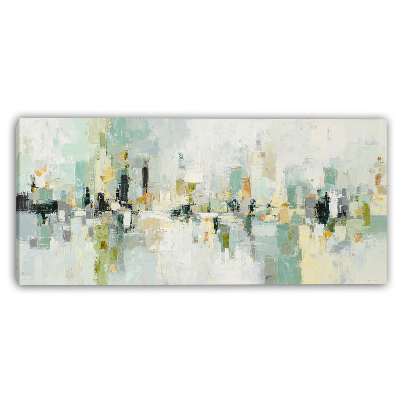Art mural sur toile Mint City, L 55 po x H 27,5 po x P 1,5 po