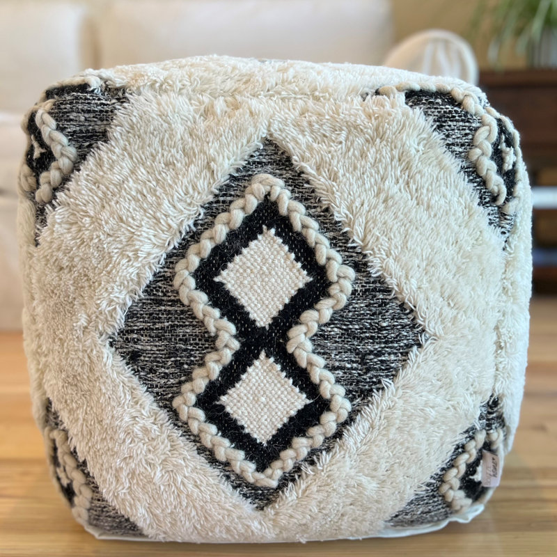 Double Diamond Black and White Pattern Pouf
