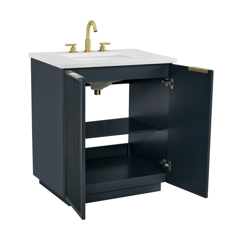 Aderyn 30" Single Vanity, Vintage Blue/Brushed Bronze