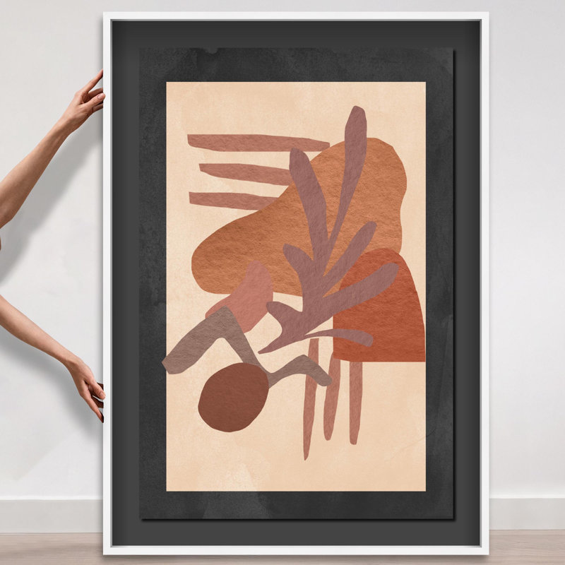 Oliver Gal Shapes in Copper Abstract - Luxury Black Mat Framed Shadowbox Art, White, 56" H x 38" W