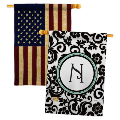 Damask Y Initiale drapeaux de maison Pack Simply Beauty Country Living Bannière de jardin 28 X 40 pouces à double face décorative