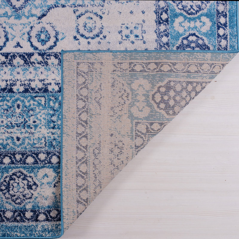 Tapis oriental bleu / gris SantaFe, Rectangle 5 pi 3 po x 7 pi 6 po
