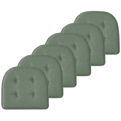 Coussin de siège en mousse à mémoire de forme en U de qualité supérieure épais et confortable Coussin de siège capitonné antidérapant Housse de siège intérieure en caoutchouc antidérapant de 17 po x 16 po pour bureau, chaises de cuisine, paquet de 6, couleur verte