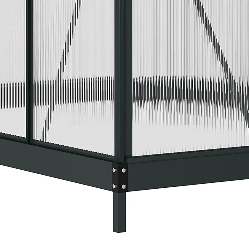 Serre d'extérieur en aluminium et polycarbonate gris 6,2 pi x 8,3 pi x 6,6 pi