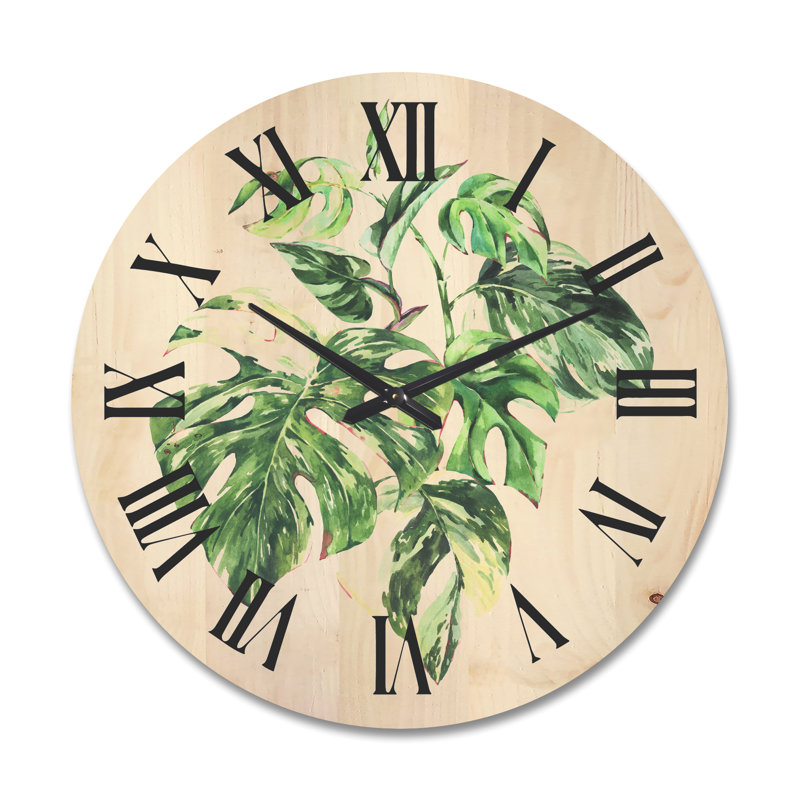 Horloge murale en bois Tropical Leaves, Grand