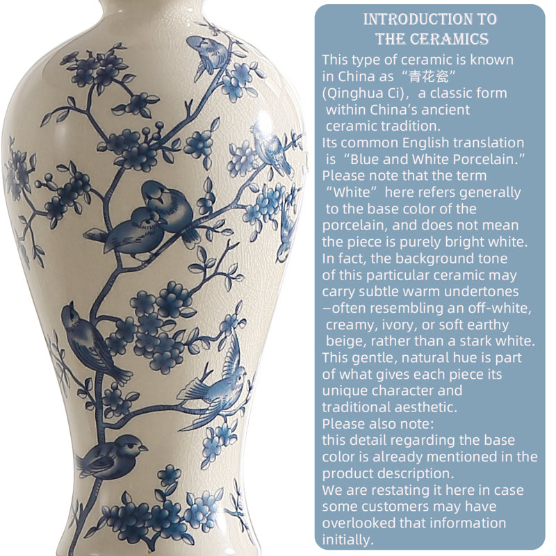 24″ Blue & White Porcelain Table Lamp With Classic Chinoiserie Pattern – Cottage-Style Bedside & Living Room Table Lamp With Free LED Bulb (Set Of 2)