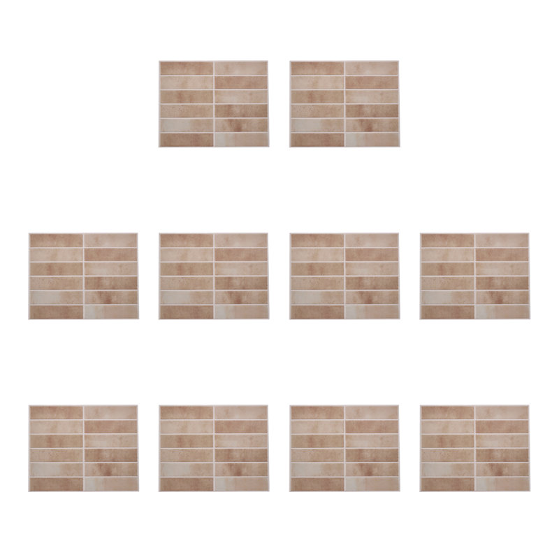 10Pcs Self-Adhesive Wall Tile Stickers, Brown