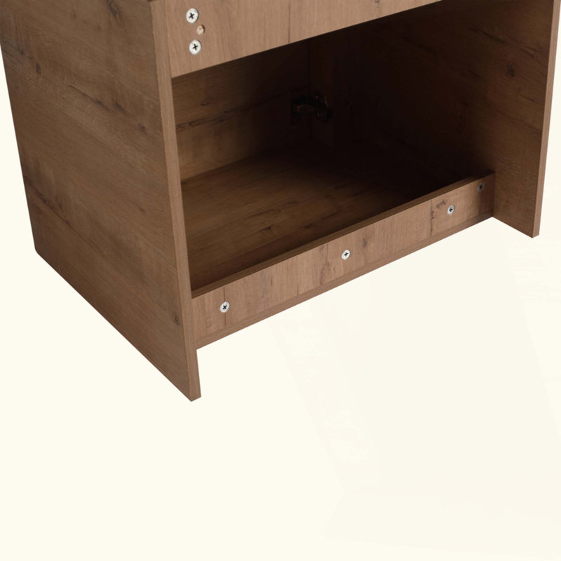Meuble-lavabo mural avec lavabo en céramique et tablettes de rangement et 1 porte, emballage KD, contreplaqué, 60"