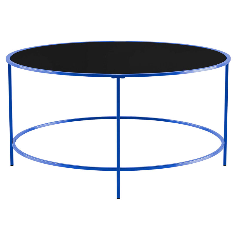 Silverlock Glass Top Single Coffee Table, Blue