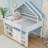 Loft Bed With Canopy Roof, Built-In Storage Cabinet And Shelves-367816737