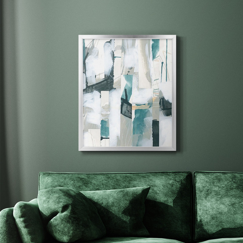 Toile encadrée de qualité supérieure Sea Cavern Strata III - prête à être accrochée, Argent, H 20 po x l 16 po