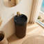 Meuble-lavabo cylindrique autoportant de 40,6 cm (16 po) avec lavabo rond noir et trou pour robinetterie.-1460547763-1460547761